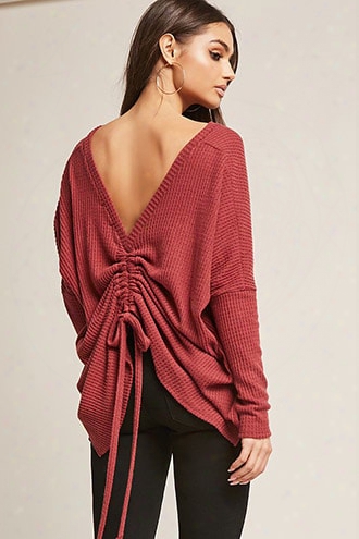 Waffle-knit High-low Top