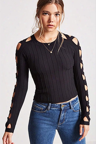 Caged Cutout-sleeve Top