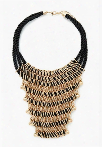 Chained Cord Statement Necklace