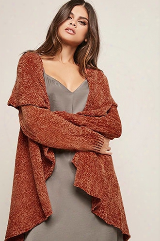 Chenille Drape-front Cardigan