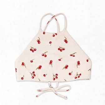 Cherry Print High-neck Bikini Top