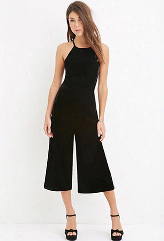 Contemporary Halter Velveteen Jumpsuit