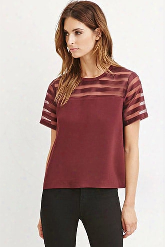 Contemporary Organza-paneled Crepe Top