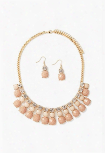 Faux Gem Necklace And Earring Set