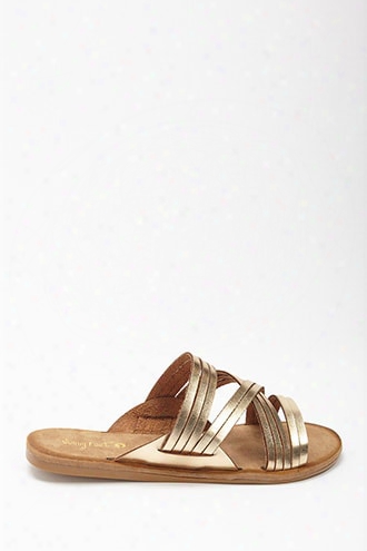 Faux Leather Strappy Slide Sandals