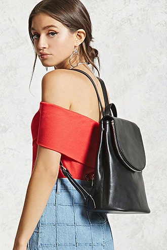 Faux Leather Zip Backpack