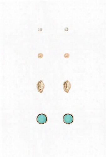 Faux Stone Leaf Stud Set