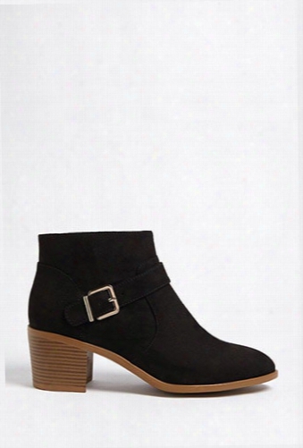 Faux Suede Belted Ankle Booties