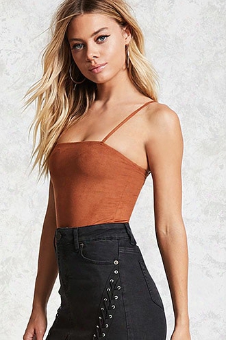 Faux Suede Bodysuit