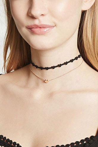 Faux Suede Heart Choker Set