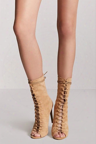 Faux Suede Lace-up Booties