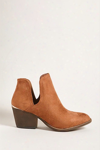 Faux Suede Notched Ankle Boots