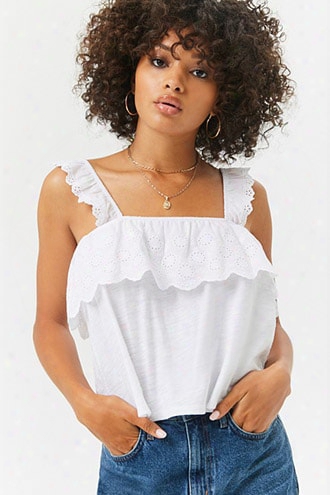 Floral Eyelet Flounce Top