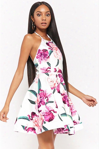 Floral Halter Fit & Flare Dress