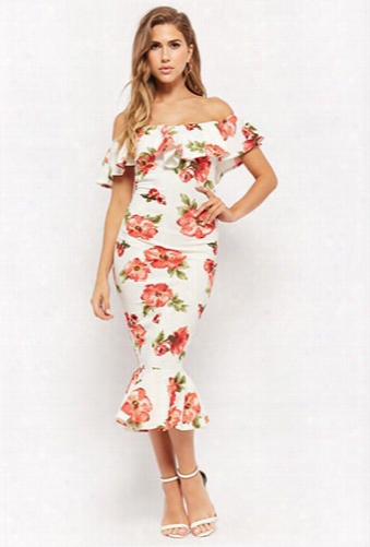 Floral Off-the-shoulder Mermaid Dress