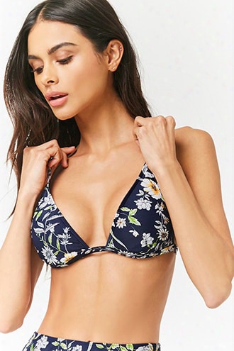 Floral Print Triangle Bikini Top