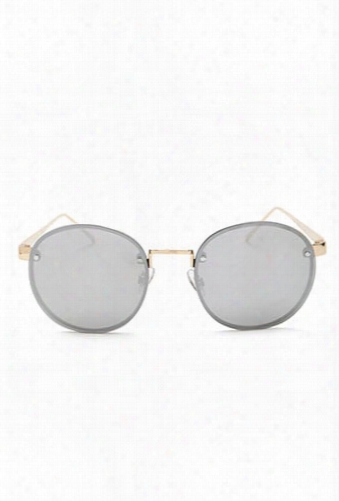 Frameless Mirrored Round Sunglasses