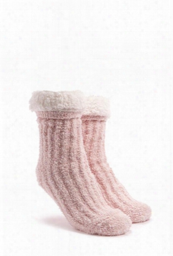 Fuzzy Faux Shearling Crew Socks