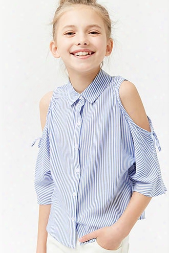 Girls Striped Open-shoulder Shirt (kids)