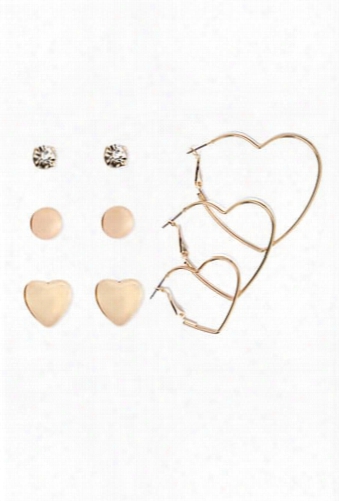 Heart Hoop & Stud Earring Set