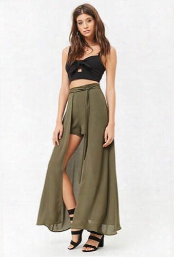 High-rise Self-tie Maxi Skort