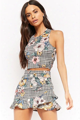 Houndstooth Crop Top & Skirt Set