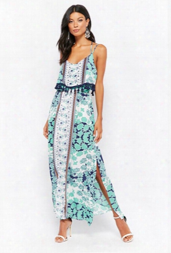 Layered Floral Print Maxi Dress
