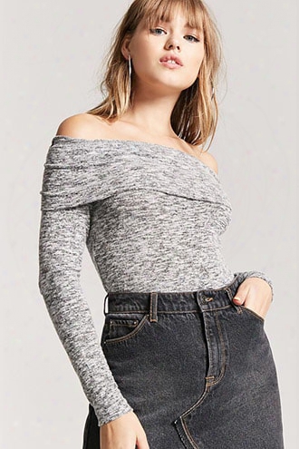 Marled Off-the-shoulder Sweater