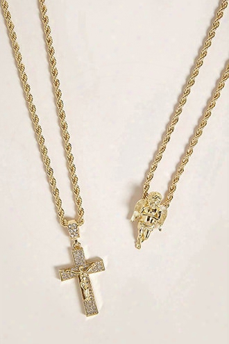 Men Akademiks Crucifix Necklace Set