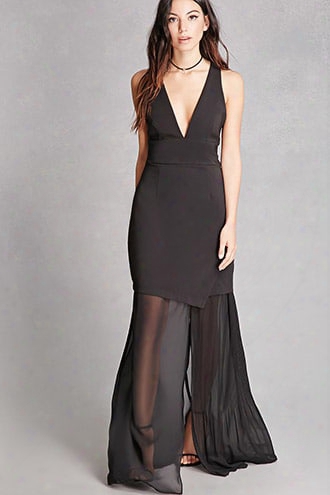 Mesh-layered Maxi Dress