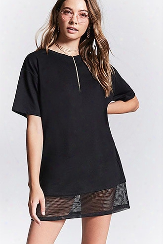 Mesh Trim T-shirt Dress