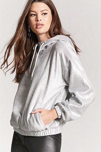 Metallic Fleece-knit Hoodie