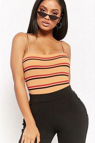 Motel Striped Open-back Bodysuit