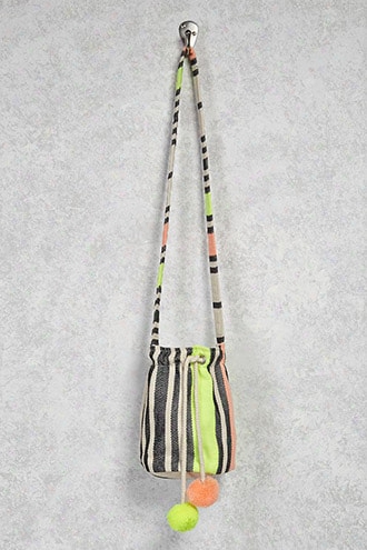 Neon Stripe Canvas Bucket Bag