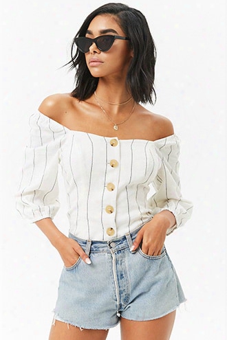 Off-the-shoulder Button-front Top