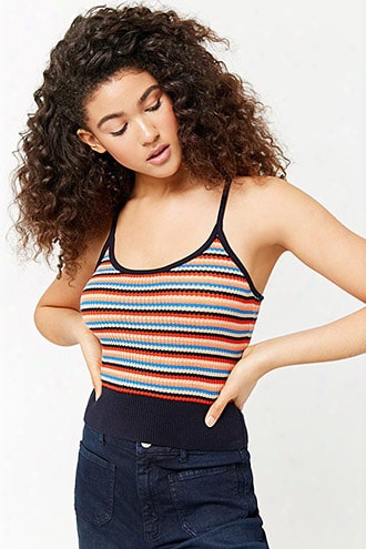 Open-knit Striped Cami Top