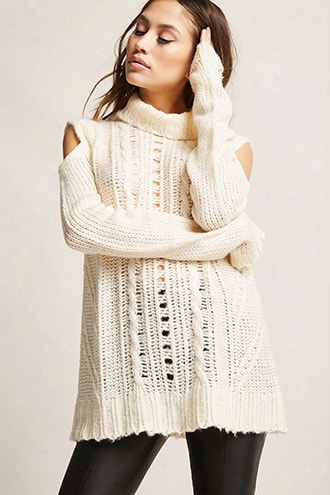 Open-shoulder Cable Knit Top