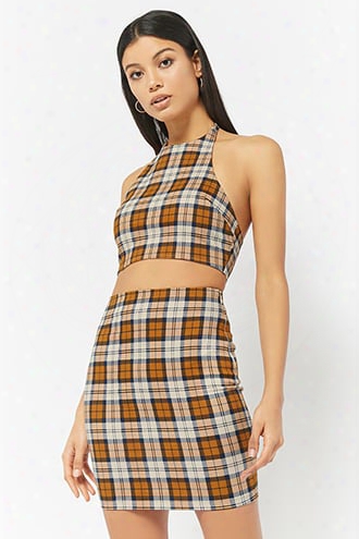 Plaid Halter Top & Skirt Set