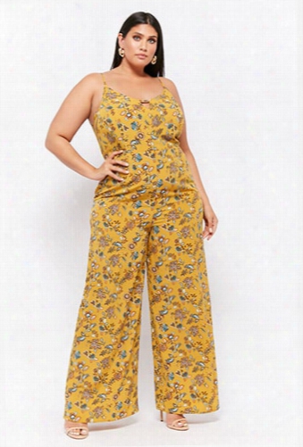 Plus Size Floral Wide-leg Jumpsuit