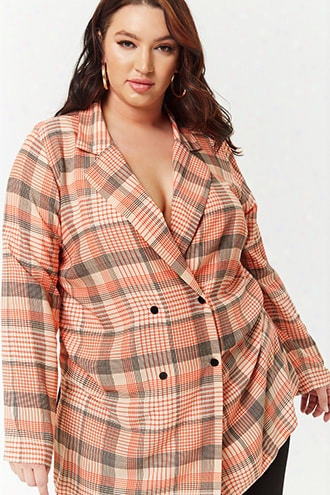 Plus Size Lightweight Plaid Blazer