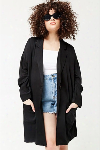 Plus Size Longline Single-breasted Blazer