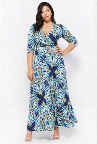 More Size Ornate Print Maxi Dress