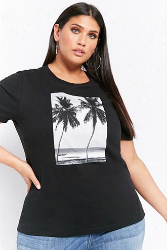 Plus Size Palm Tree Graphic Tee