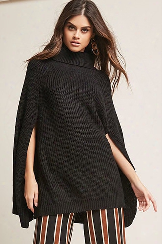 Ribbed Knit Cape Sweater