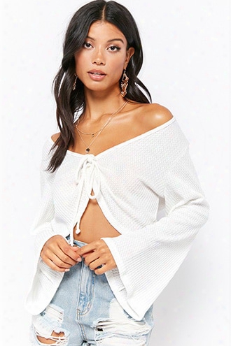 Ruched Bell-sleeve Crop Top