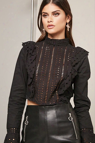 Ruffle Eyelet Crop Top