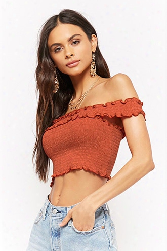 Smocked Lettuce-edge Crop Top