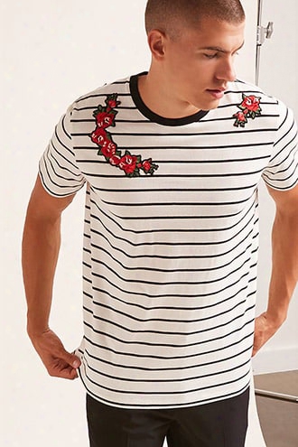 Striped Floral Appliquetee