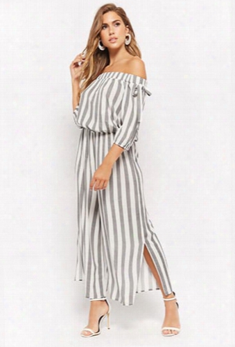 Striped Off-the-shoulder Jumpsuit