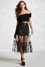 Mesh & Faux Leather Maxi Skirt